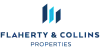 Modern logo for a property management company featuring three vertical blue bars and bold text.