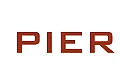 Contemporary and sleek logo design for PIER, featuring bold typography in a rich brown color.