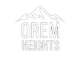 Orem Heights logo featuring stylized mountain peaks in a sleek design.