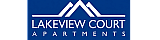 Elegant logo of Lakeview Court Apartments with a modern blue and white design, highlighting quality and style.