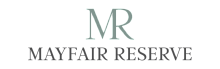 Elegant Mayfair Reserve logo featuring stylish typography with initials 'MR' in muted colors.
