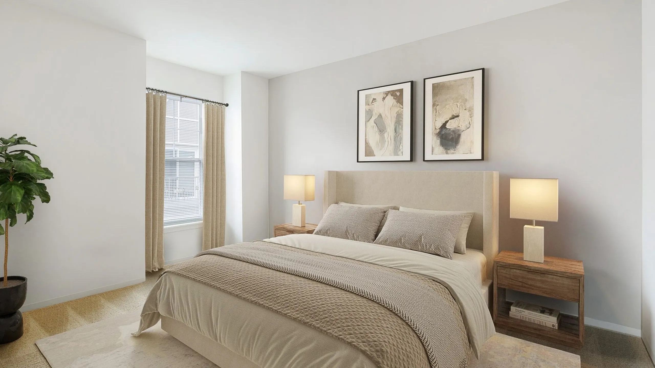 Elegant apartment interior with a modern kitchen, spacious island, and a stylish pool table, complemented by warm wooden flooring and chic pendant lighting.