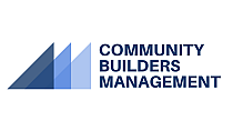 Logo of Community Builders Management featuring a modern, angular design in shades of blue.
