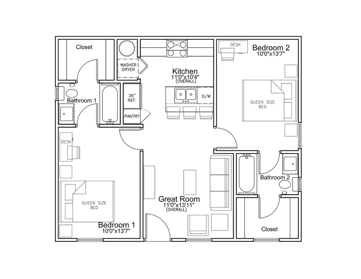 Old Row at Eastwood - Two-Bedroom Floorplan
