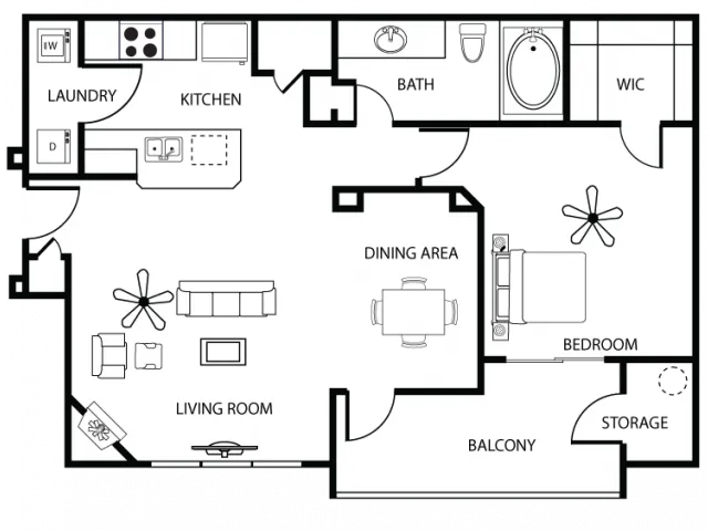 1 Bdrm Floor Plan