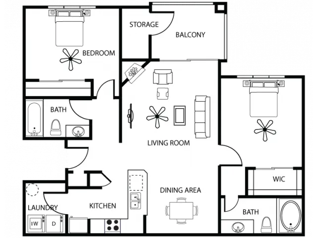 2 Bedroom Floor Plan