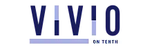 Vivio on Tenth logo in elegant blue tones with modern typography.