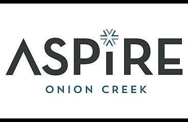Modern logo for Aspire Onion Creek, featuring a sleek and contemporary font with an elegant star symbol, conveying sophistication.
