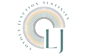 Modern logo for Loyola Junction in Austin, TX featuring stylish circular design with colorful concentric lines.