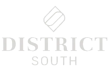 Elegant District South logo featuring a modern geometric design with bold typography, conveying sophistication and style.