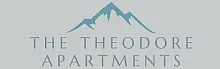 Elegant logo design for The Theodore Apartments featuring a minimalist mountain graphic.