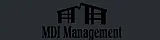 Elegant logo design featuring a stylized building for MDI Management on a sleek dark background.