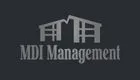 MDI Management logo showcasing modern architectural design with stylized buildings.