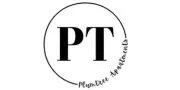 Sleek PT Apartments logo in a stylish black circle with chic typography.