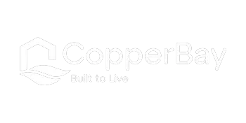 CopperBay logo with modern design and slogan 'Built to Live' on a sleek black background.