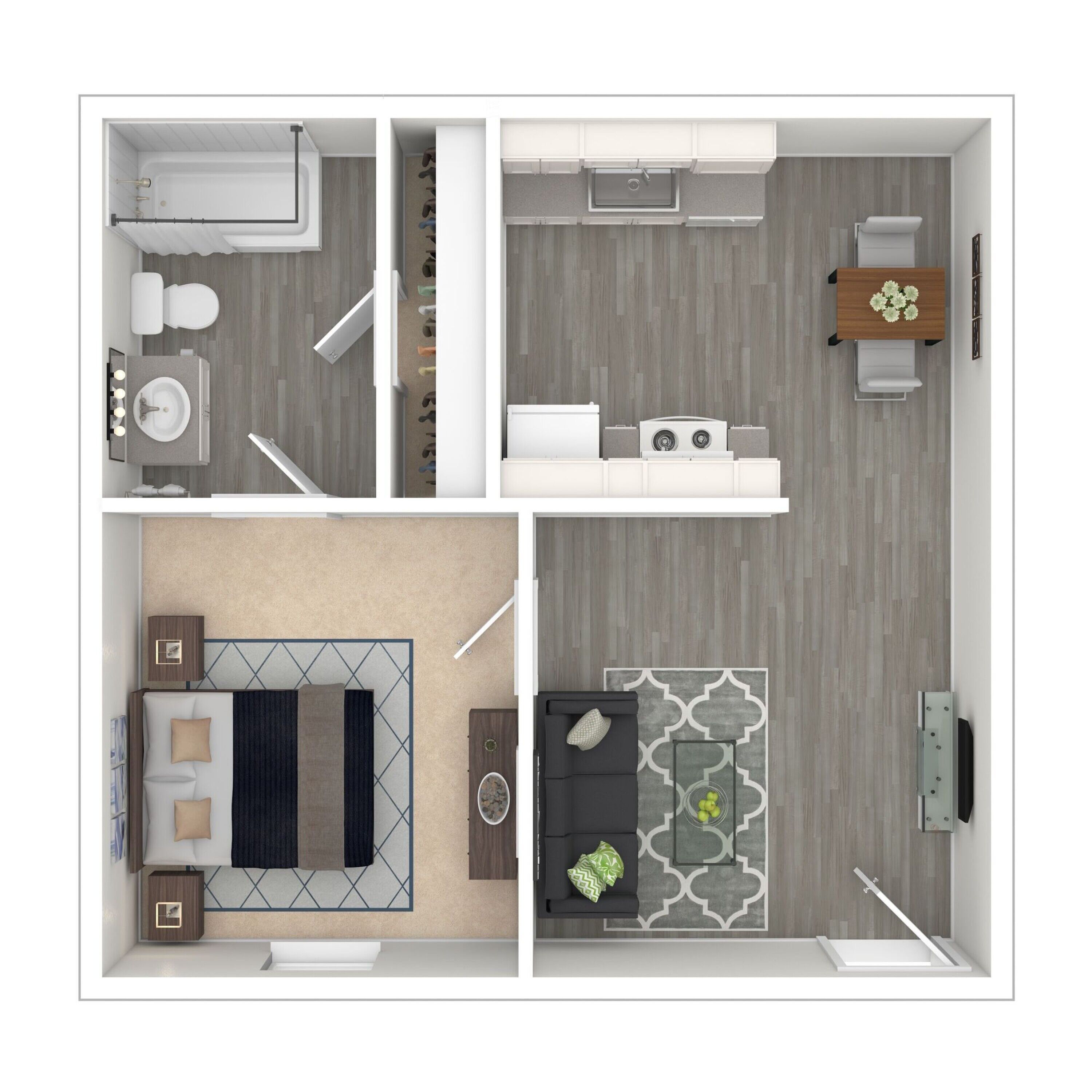 Woodside Flats - One Bedroom Floorplan