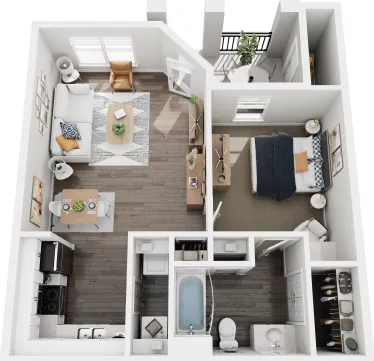 The Park on Forum - One-Bedroom Floor Plan