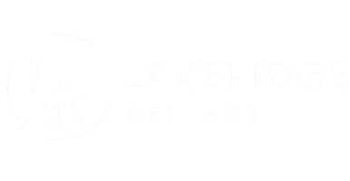 Lakeridge Heights logo in elegant white design, featuring a modern typography and circular emblem.