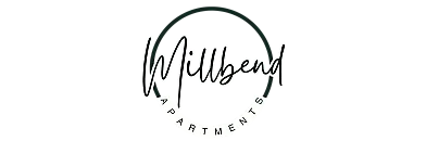 Sleek and modern Millbend Apartments logo featuring elegant typography encircled by a stylish design.