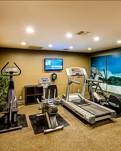 Gym with various equipment