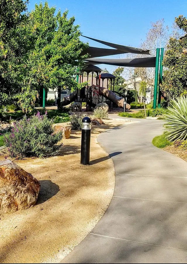 Walkway with view to playground