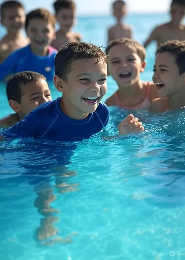 Kids in a pool