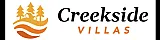 Elegant logo for Creekside Villas featuring a serene nature scene with trees and a cozy house.