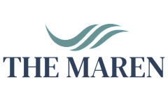 Elegant logo design for The Maren featuring modern, stylized wave elements for a sophisticated brand identity.