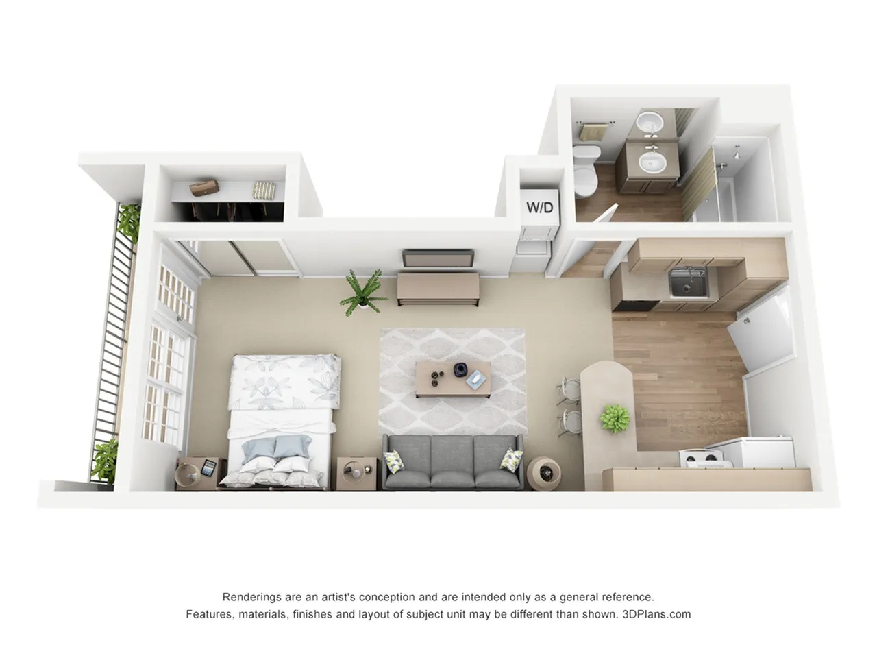425 sq ft studio