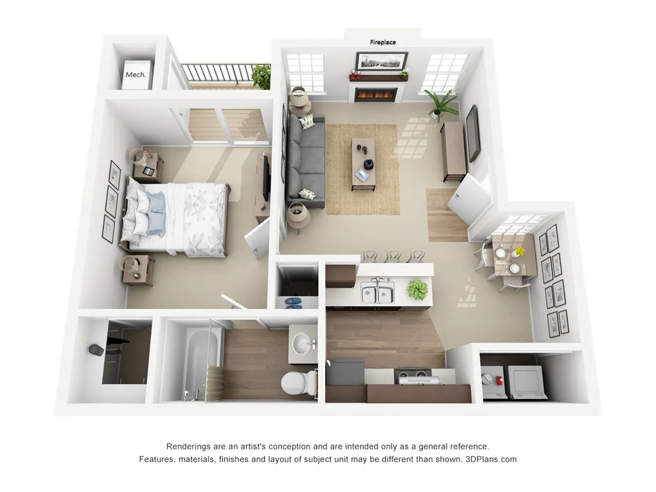 600 sq ft one bed