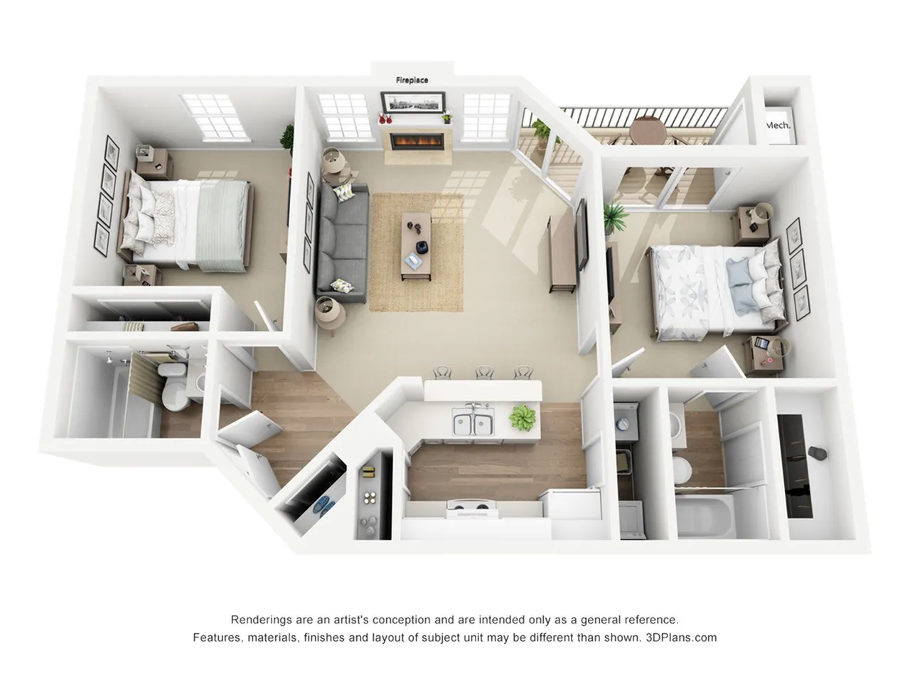 980 sq ft two bed two bath