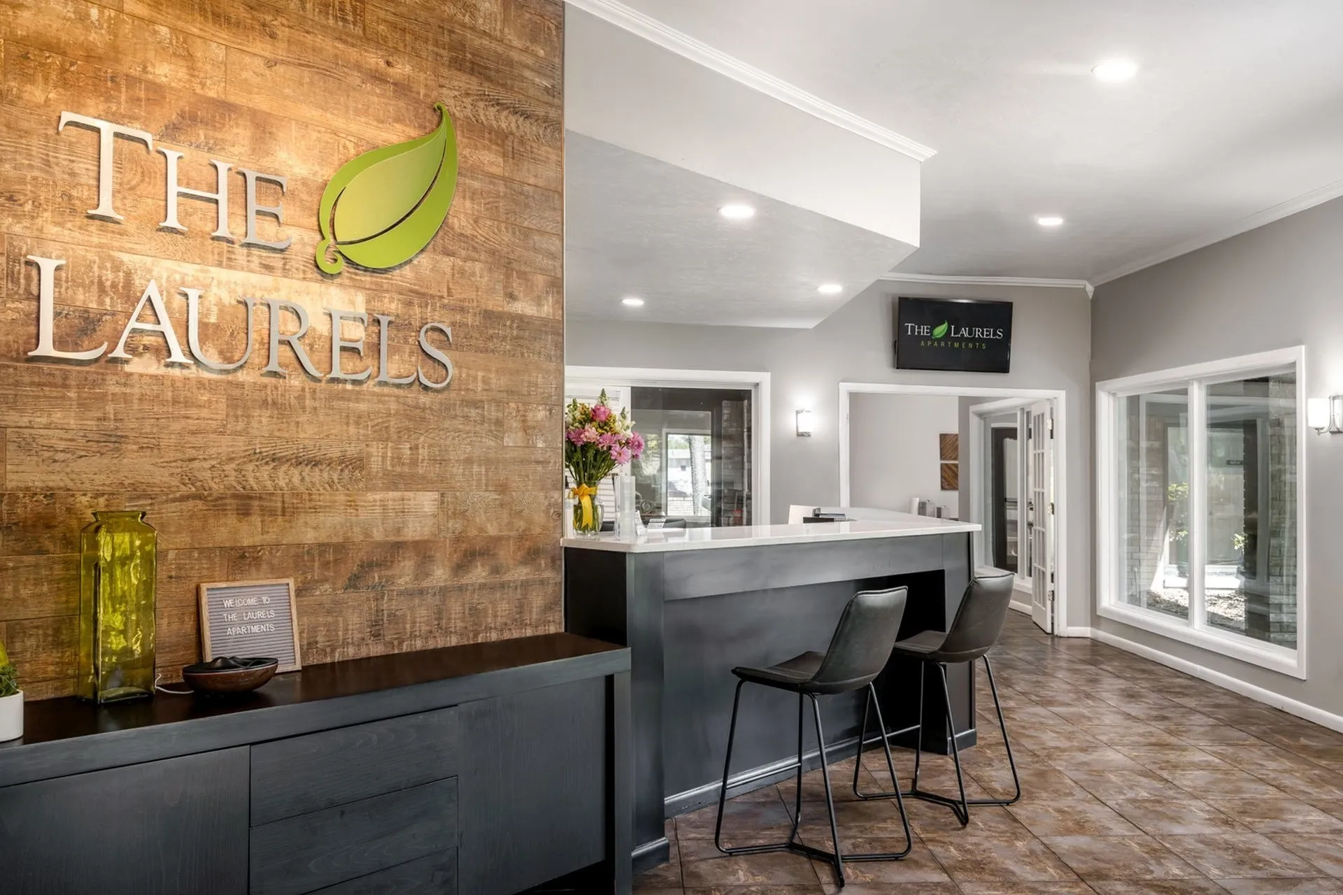 The Laurels leasing office lobby. Large