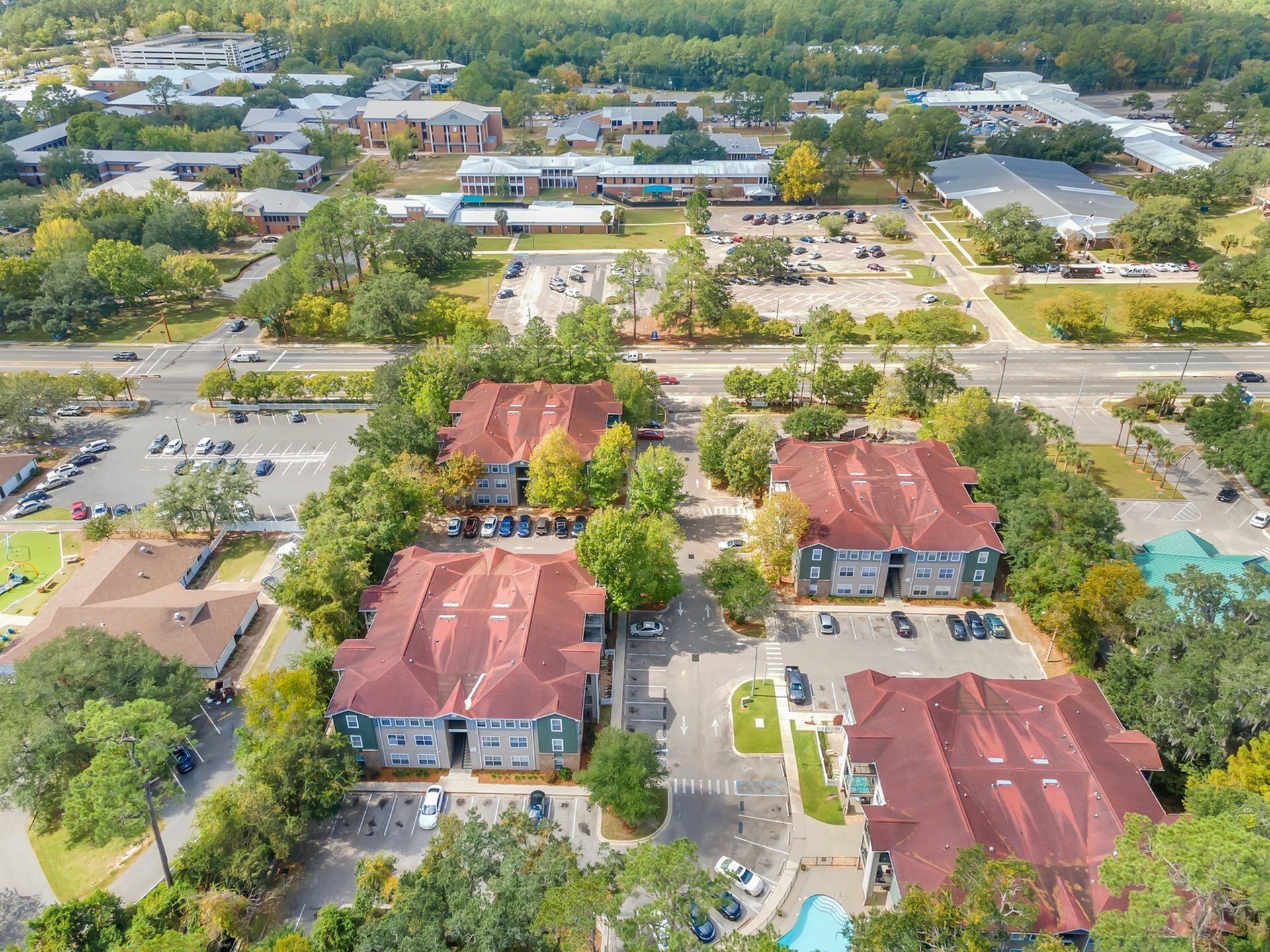 Aerial view of the community showinf proximity to tallahassee community college