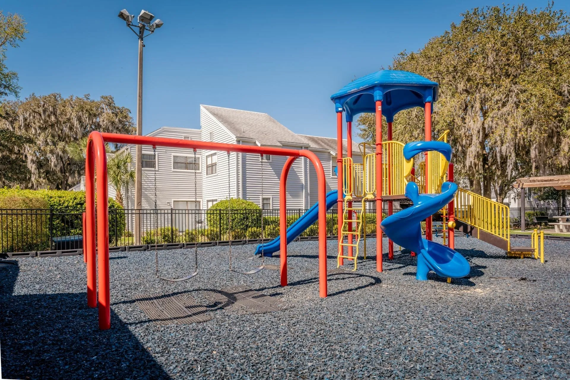Playground with swing and slide