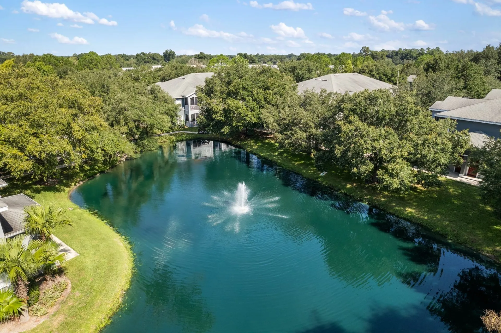 Aerial photo with community and lake