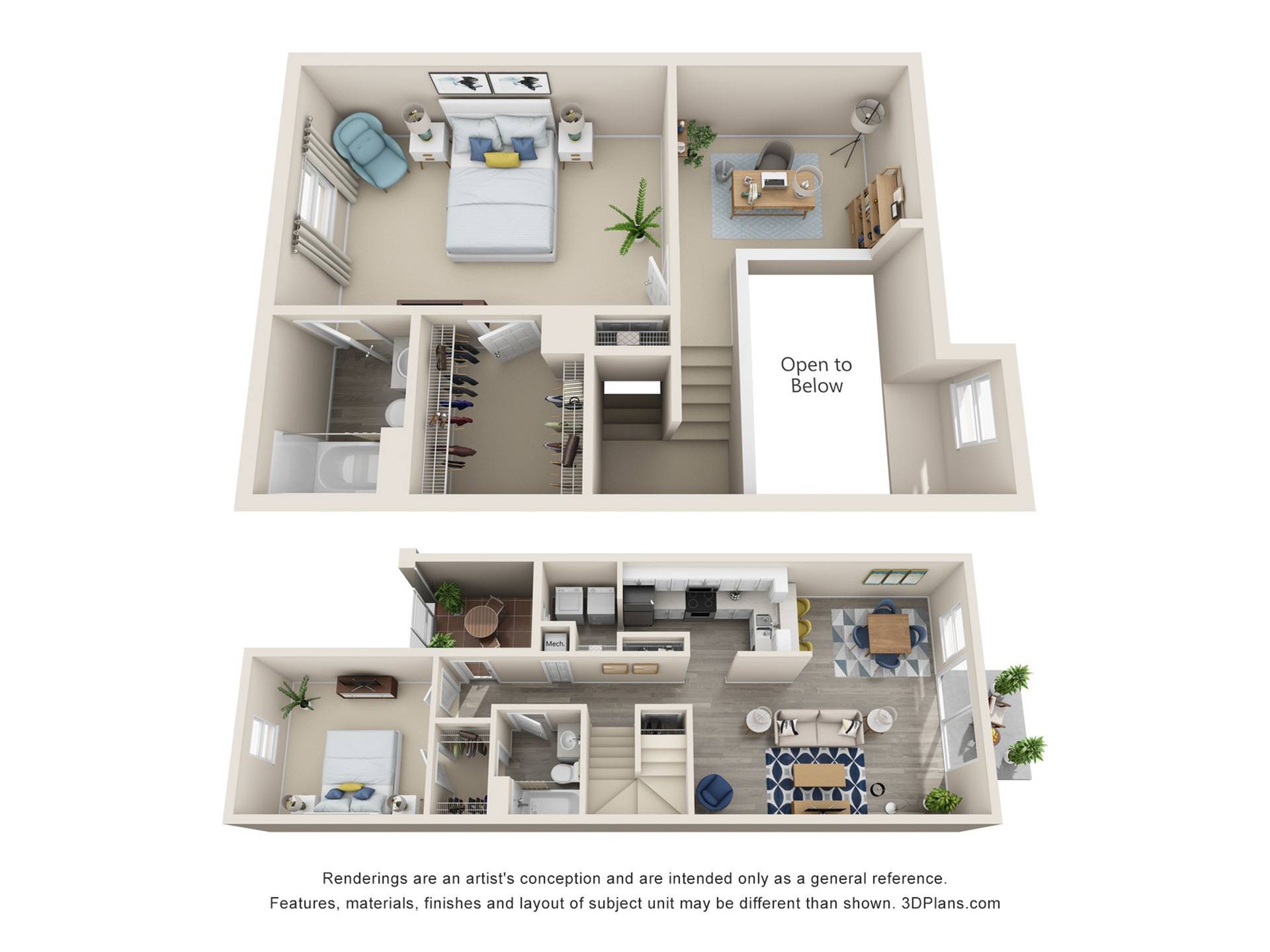 Westin floor plan with 2 bedrooms and 2 bathrooms