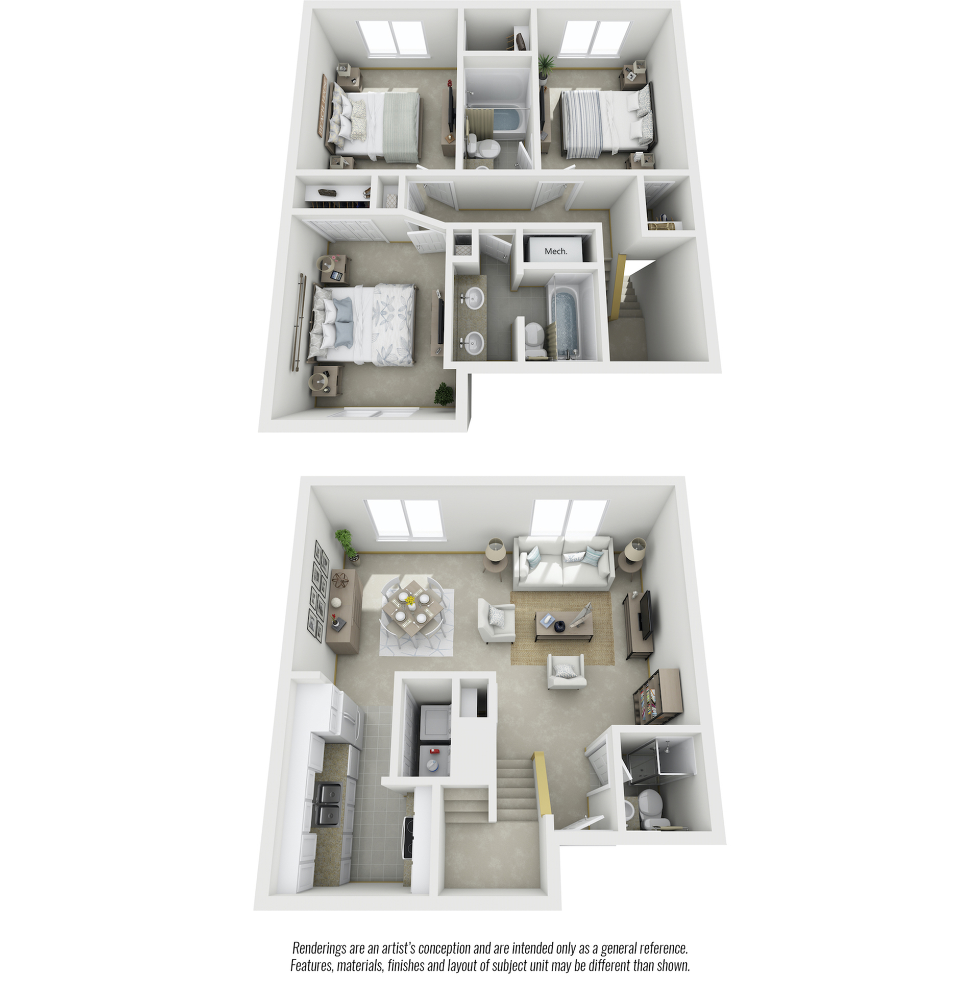 Oakwood 3 bedrooms 3 bathrooms floor plan with premium finishes