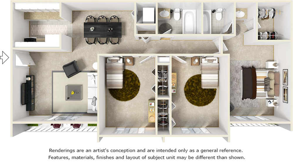 The Lantana 3 bedrooms 2 bathrooms floor plan