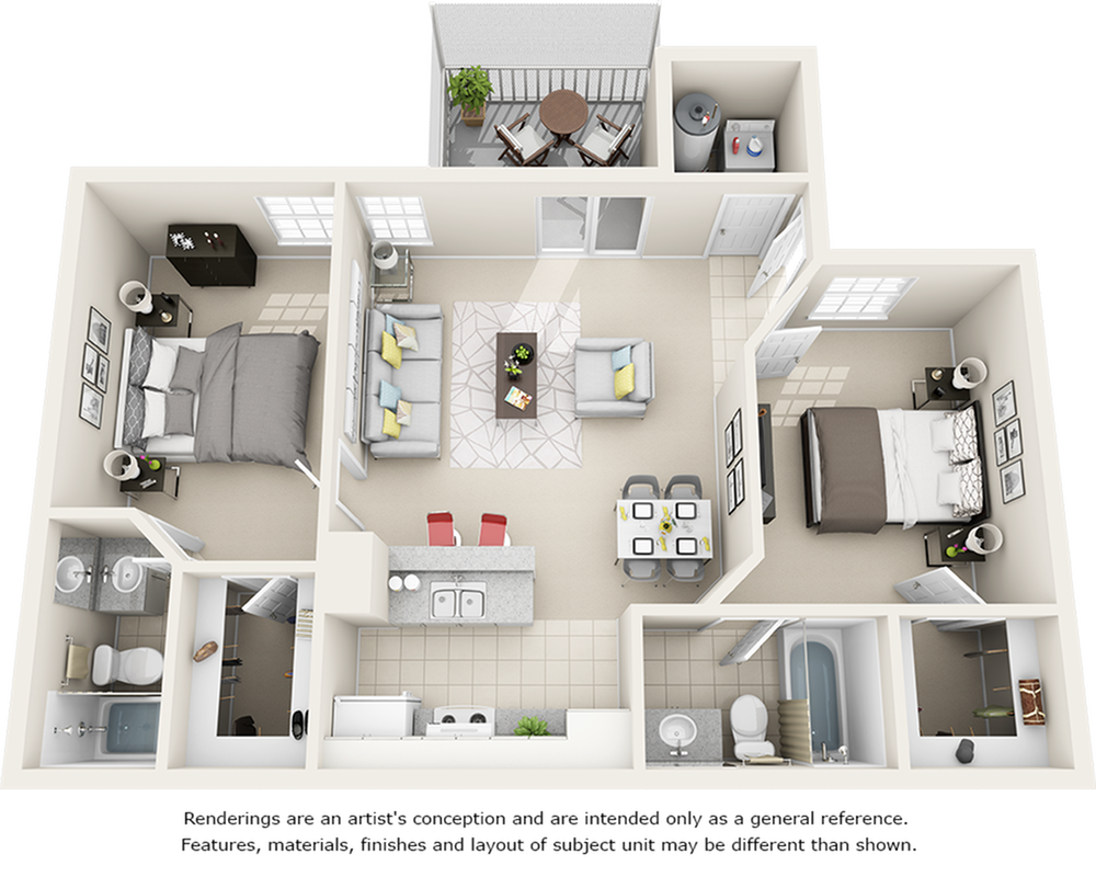 Boxwood 2 bedroom 2 bathrooms floor plan with premium finishes