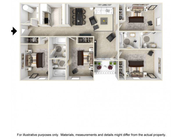 Champion 4 bedrooms 4 bathrooms floor plan