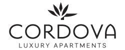 Elegant Cordova Luxury Apartments logo with a stylish leaf design, symbolizing sophistication and high-end living.