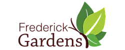 Elegant logo of Frederick Gardens with green leaves symbolizing nature and tranquility.