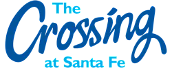 Vibrant logo for The Crossing at Santa Fe, combining modern and dynamic typography.