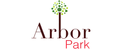 Elegant logo design for Arbor Park featuring a stylized tree with vibrant green circles.