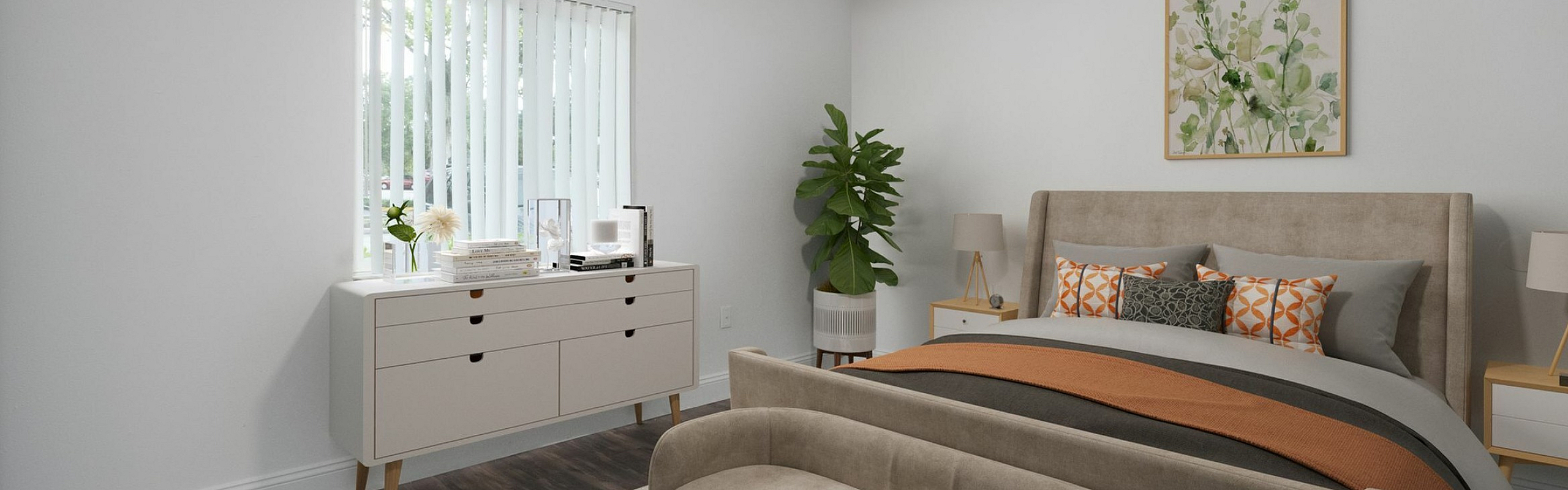 Inviting bedroom showcasing natural light, elegant furniture, and stylish decor, creating a peaceful retreat.