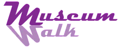 Vibrant Museum Walk logo featuring elegant purple typography with a stylish gradient effect.