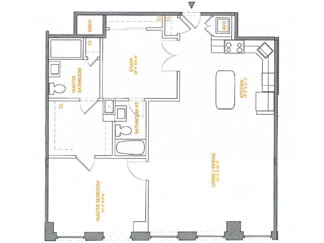 1 Bedroom Floor Plan | The Cliffs