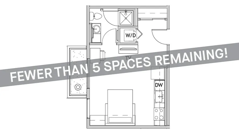 Studio Floor Plan 3 | CSU Off Campus Housing | Uncommon Fort Collins