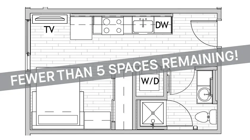 Studio Floor Plan 1 | CSU Off Campus Housing | Uncommon Fort Collins