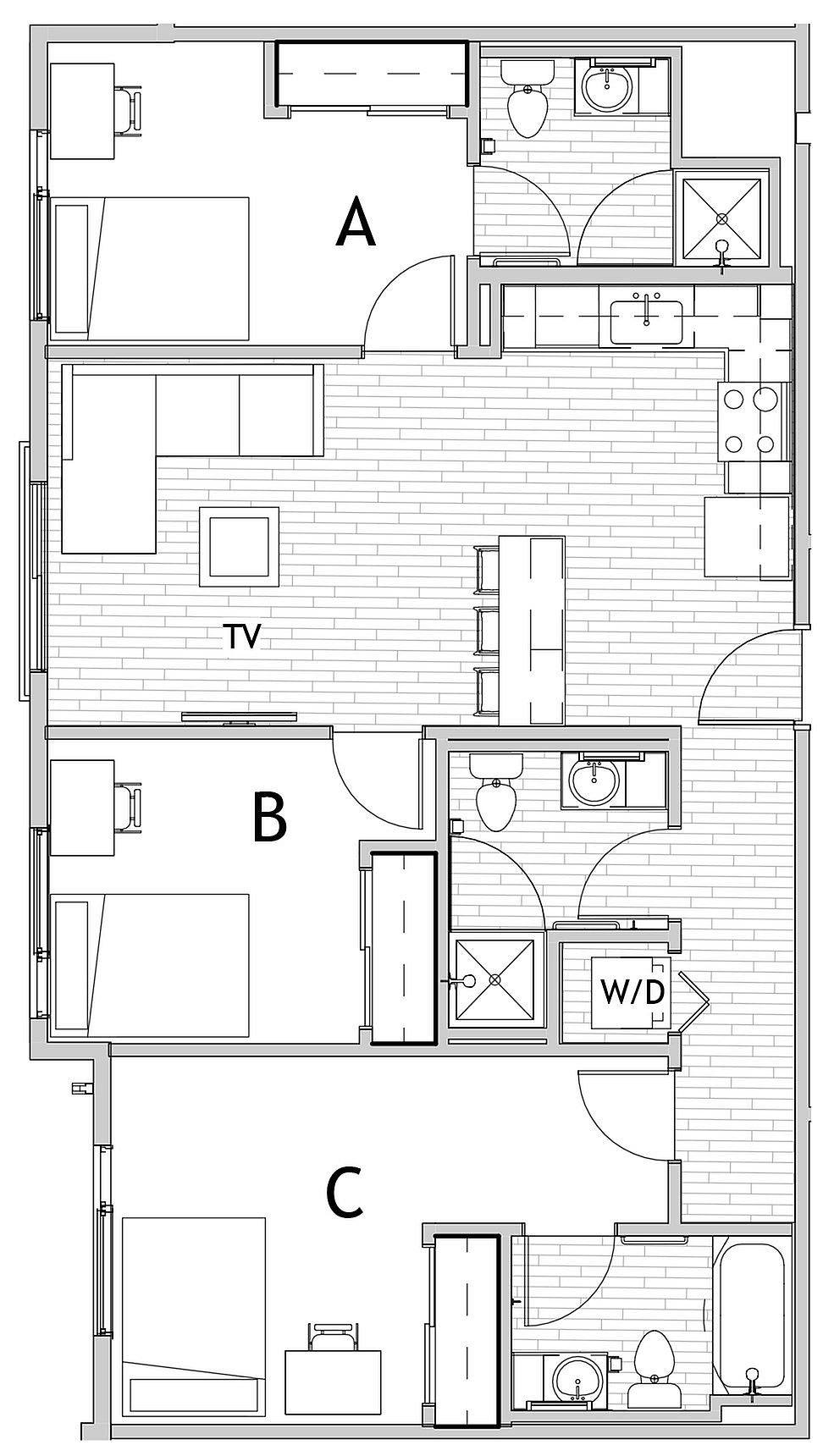 3 Bedroom Floor Plan 2 | Apartments Near Csu | Uncommon Fort Collins